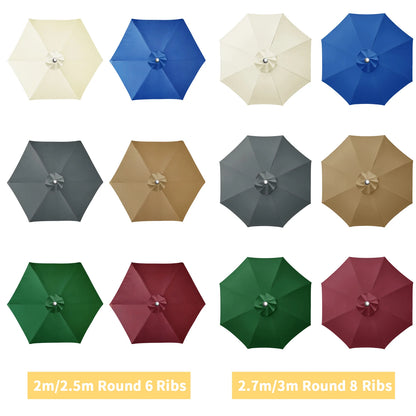 Parasol Replacement Cloth Outdoor Garden 2/2.5/2.7/3M Umbrella Cover Waterproof Sunshade Canopy For 6 Ribs/8 Ribs Parasol Cover