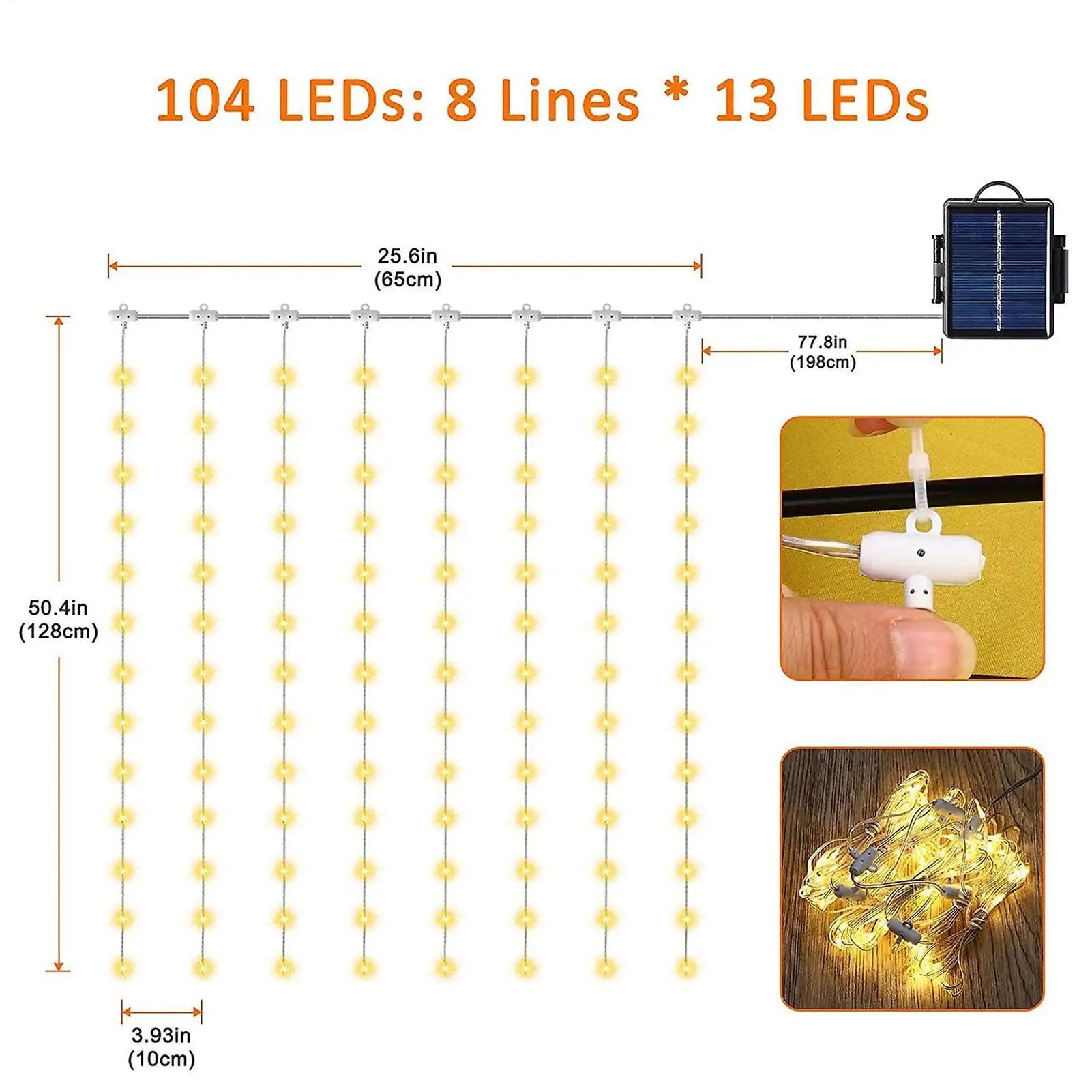 Solar Umbrella String Light 104 LED Parasol String Lamp With 8 Lighting Mode Waterproof Outdoor Lighting Beach Garden Decoration