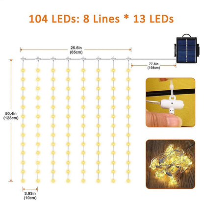 Solar Umbrella String Light 104 LED Parasol String Lamp With 8 Lighting Mode Waterproof Outdoor Lighting Beach Garden Decoration