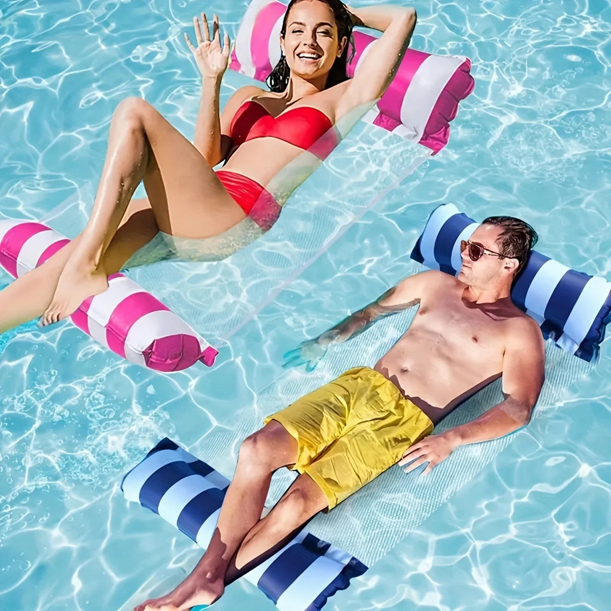 Premium Striped Swimming Pool Loungers - Durable Sunbathing Mattresses, Perfect for Pool Parties &amp; Beach Adventures