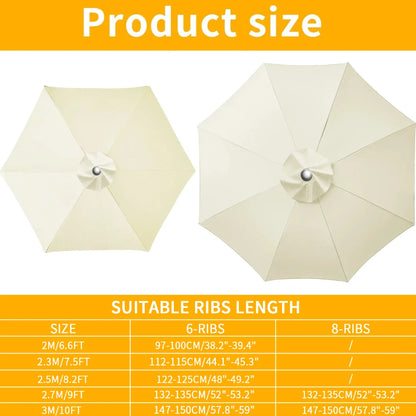 Parasol Replaceable Parasol Top Cloth Garden Patio Canopy Umbrella Cover Waterproof Sunshade 2/2.5/2.7/3m For 6 Ribs/8 Ribs
