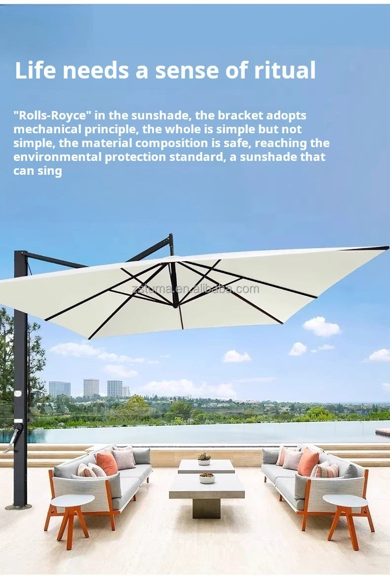 Heavy Duty Windproof 3.5mRound Cantilever Aluminum Outdoor Patio Umbrella  Large Garden Parasols Outdoor Patio Umbrellas