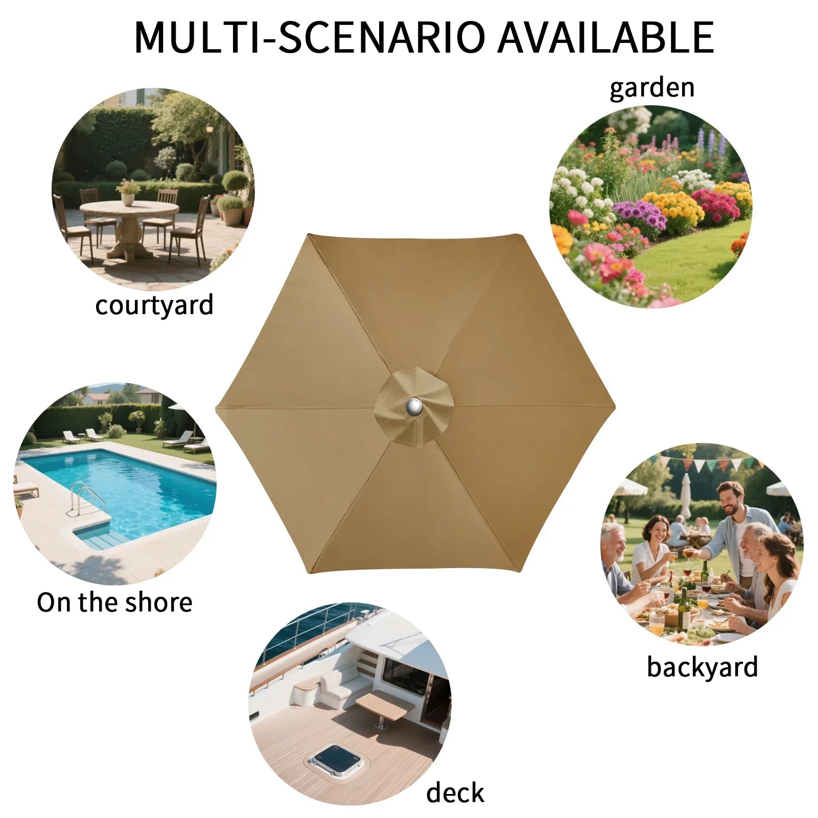 Parasol Replaceable Parasol Top Cloth Garden Patio Canopy Umbrella Cover Waterproof Sunshade 2/2.5/2.7/3m For 6 Ribs/8 Ribs