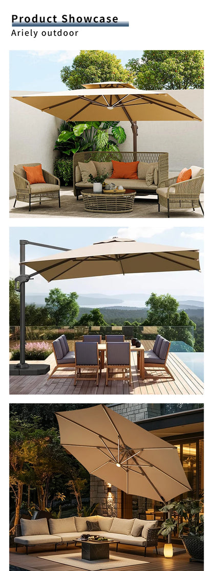 Outdoor Aluminum Roman Parasol Umbrella 9ft Waterproof for Patio Garden Courtyard Hotel Use-Modern Design