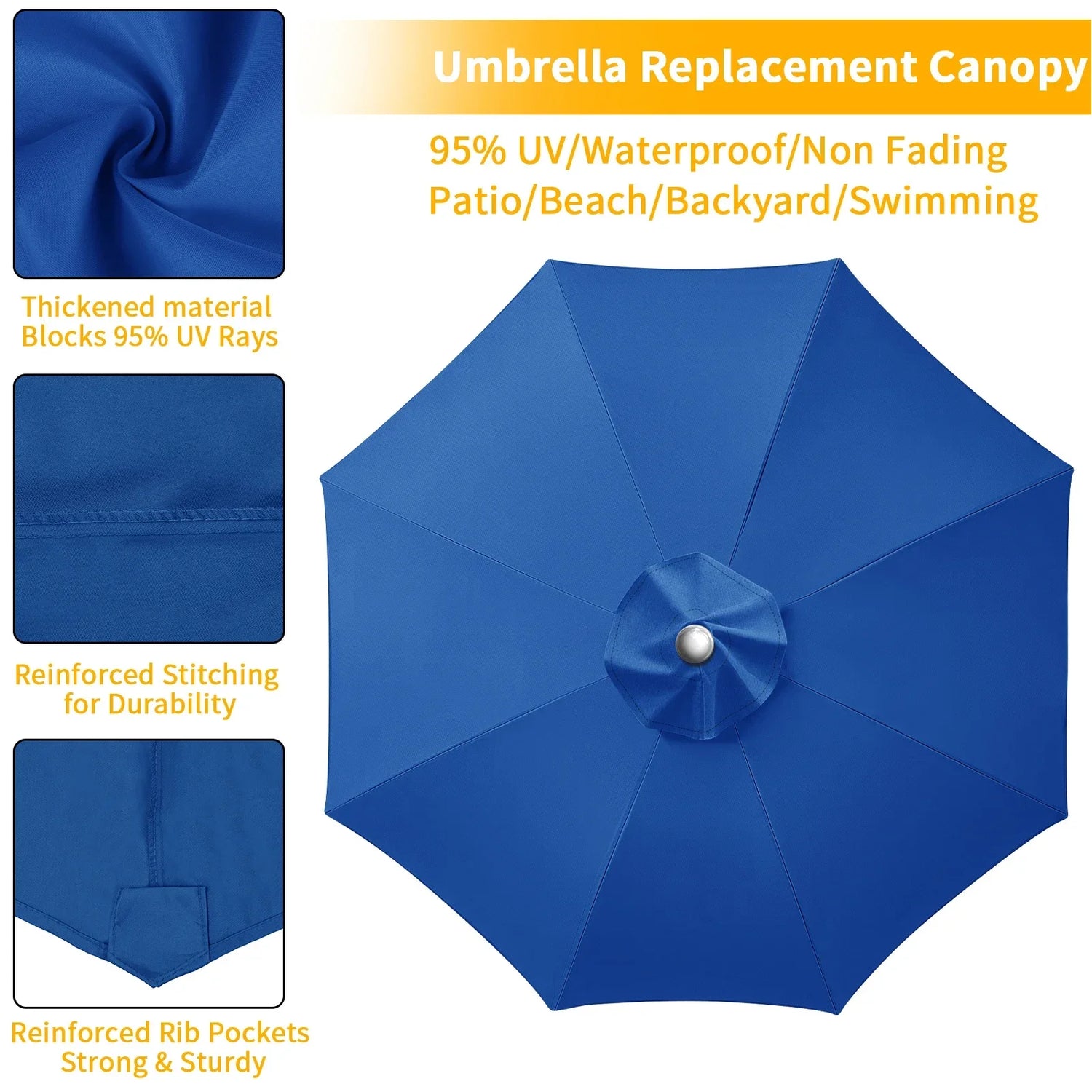 Parasol Replaceable Parasol Top Cloth Garden Patio Canopy Umbrella Cover Waterproof Sunshade 2/2.5/2.7/3m For 6 Ribs/8 Ribs