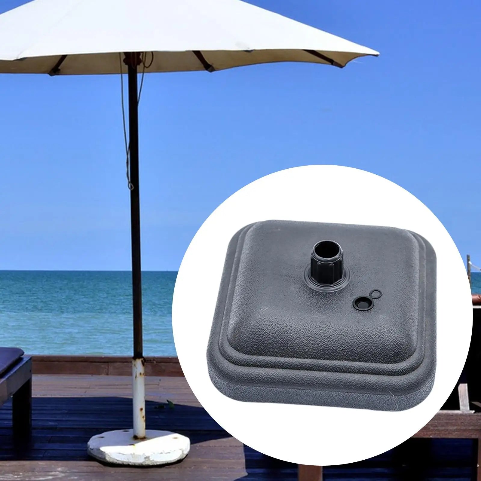 Fillable Umbrella Base Umbrella Holder Portable Weighted Square Sturdy Parasol Base for Yard Deck Poolside Lawn Backyard