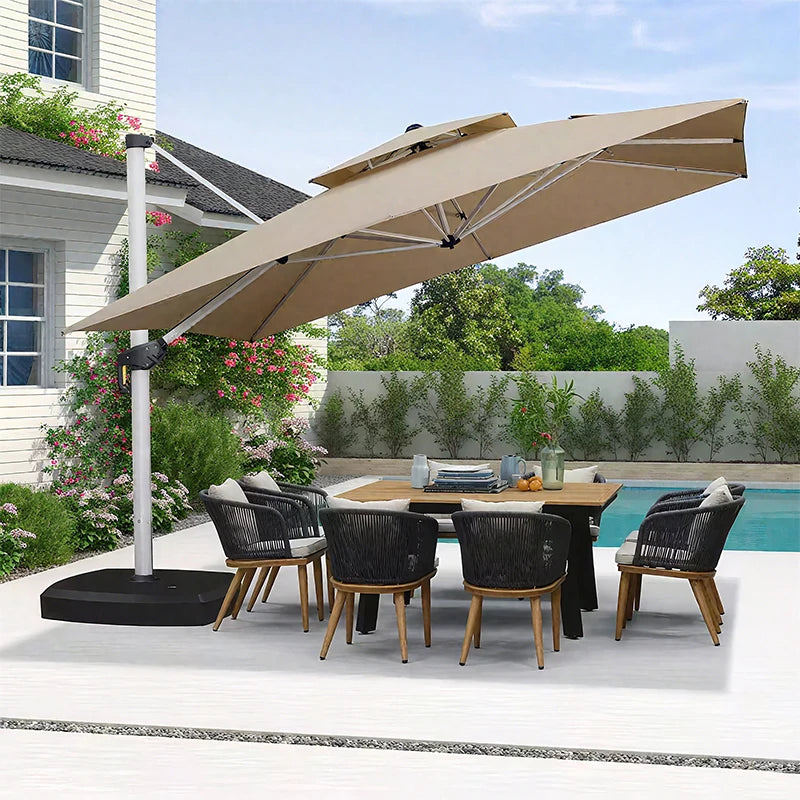 Outdoor Aluminum Roman Parasol Umbrella 9ft Waterproof for Patio Garden Courtyard Hotel Use-Modern Design