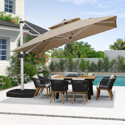 Outdoor Aluminum Roman Parasol Umbrella 9ft Waterproof for Patio Garden Courtyard Hotel Use-Modern Design