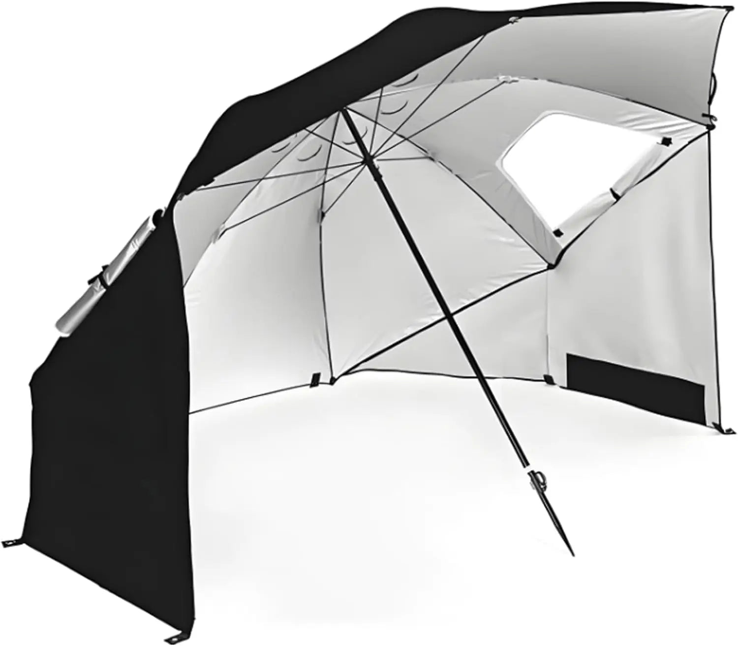 Windproof Beach Umbrella UPF 50+ With Sand Anchor &amp; Tilt Portable Foldable Sunshade For Patio Garden Pool Backyard Lawn Outdoor