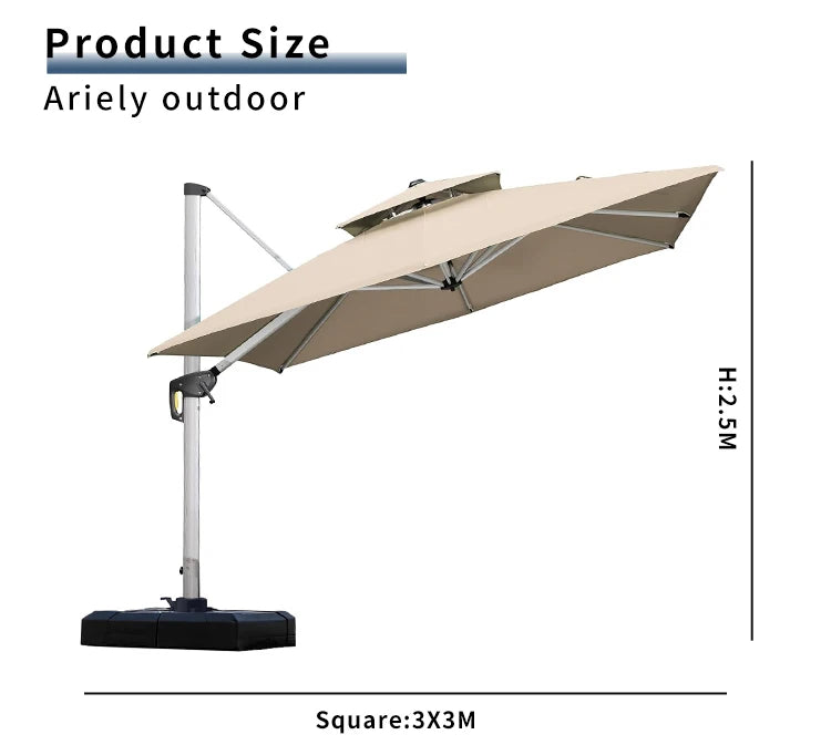 Outdoor Aluminum Roman Parasol Umbrella 9ft Waterproof for Patio Garden Courtyard Hotel Use-Modern Design