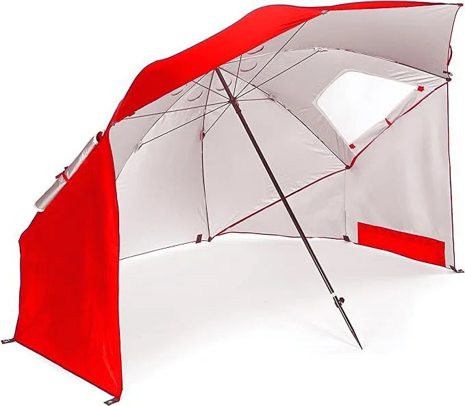 Windproof Beach Umbrella UPF 50+ With Sand Anchor &amp; Tilt Portable Foldable Sunshade For Patio Garden Pool Backyard Lawn Outdoor