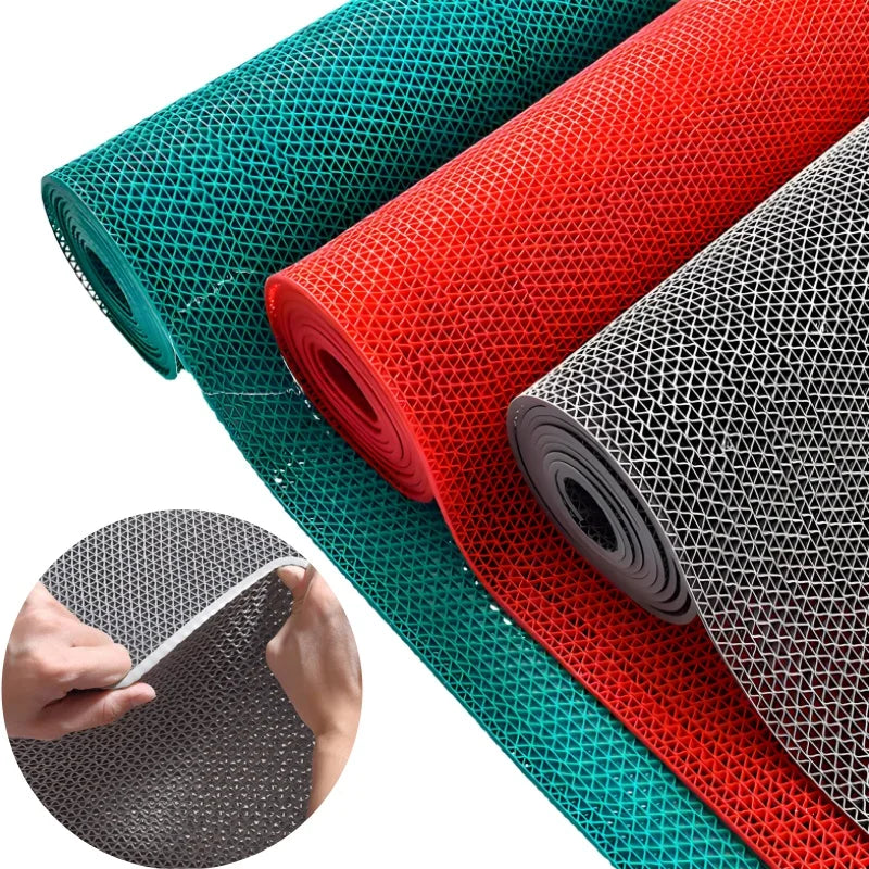 Hollow Non-slip Drainage Floor Mat Bathroom Damp Area Door Shower Floor Mat Multi-functional Kitchen Waterproof Plastic Carpet