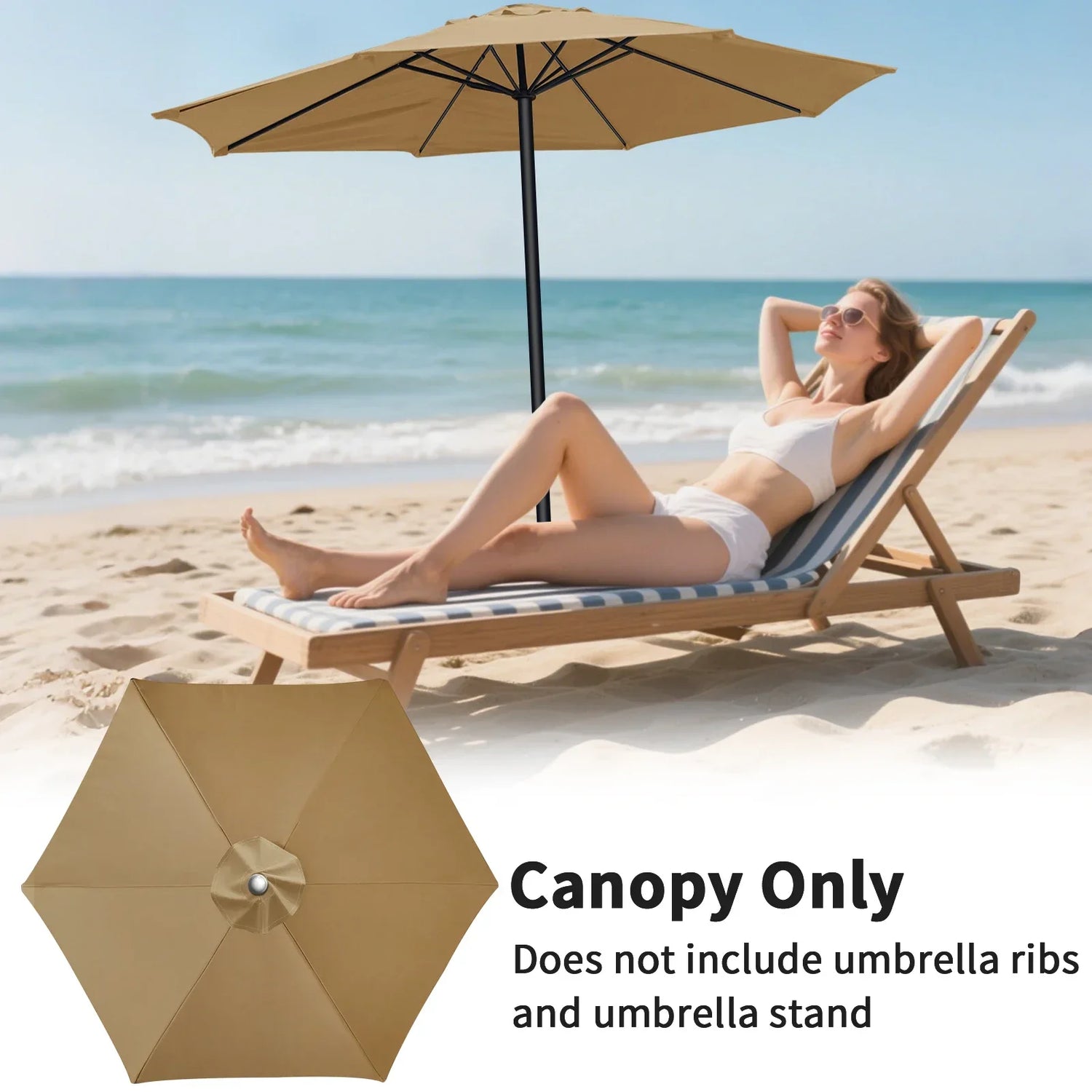 Parasol Replaceable Parasol Top Cloth Garden Patio Canopy Umbrella Cover Waterproof Sunshade 2/2.5/2.7/3m For 6 Ribs/8 Ribs