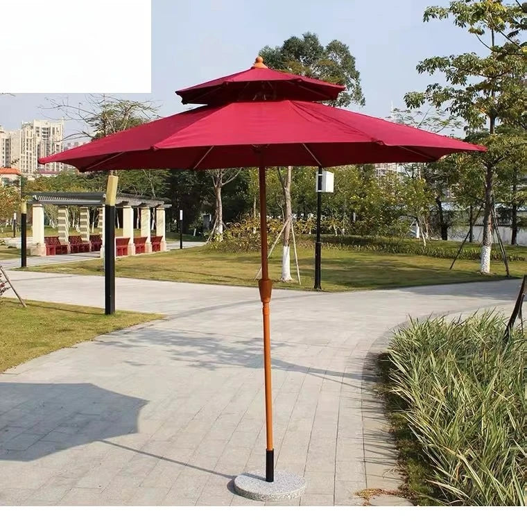 Outdoor Hot Sale Garden Furniture Set Umbrella High Quality Patio Umbrella Double Top Middle Pole Umbrella