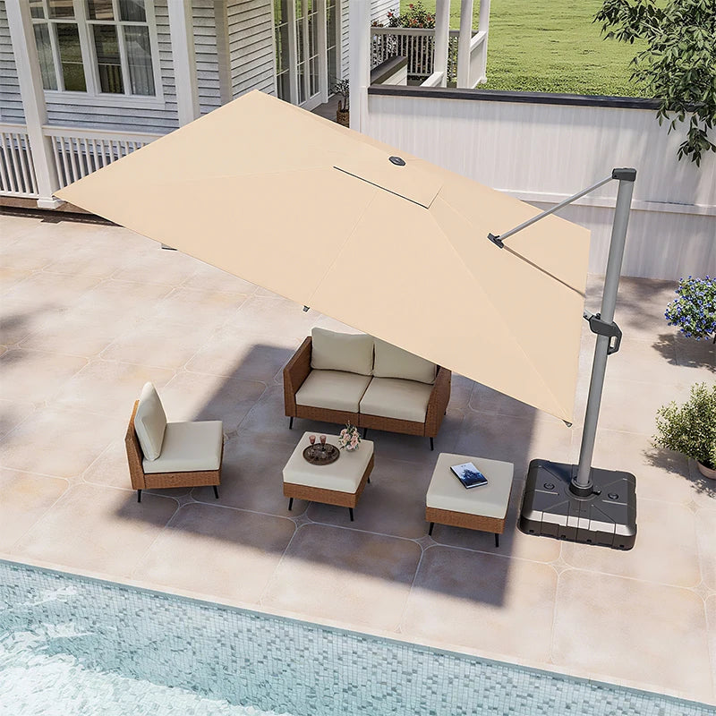 Outdoor Aluminum Roman Parasol Umbrella 9ft Waterproof for Patio Garden Courtyard Hotel Use-Modern Design