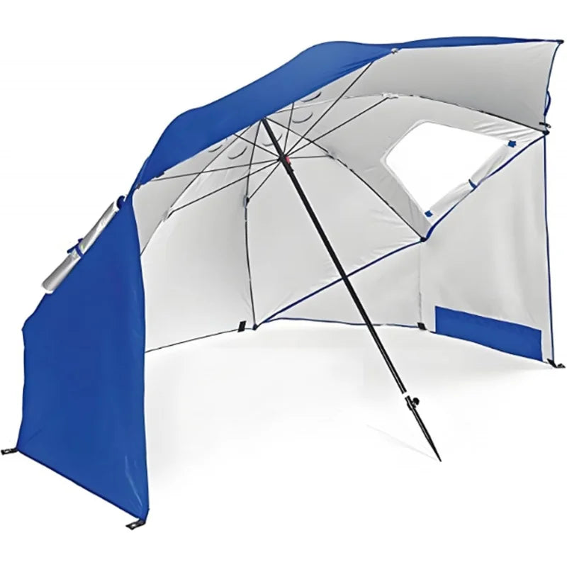 Windproof Beach Umbrella UPF 50+ With Sand Anchor &amp; Tilt Portable Foldable Sunshade For Patio Garden Pool Backyard Lawn Outdoor