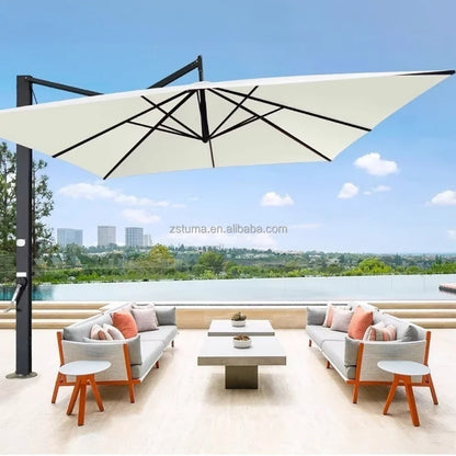 Heavy Duty Windproof 3.5mRound Cantilever Aluminum Outdoor Patio Umbrella  Large Garden Parasols Outdoor Patio Umbrellas