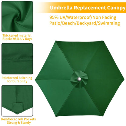 Parasol Replaceable Parasol Top Cloth Garden Patio Canopy Umbrella Cover Waterproof Sunshade 2/2.5/2.7/3m For 6 Ribs/8 Ribs