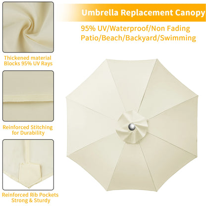 Parasol Replacement Cloth Outdoor Garden 2/2.5/2.7/3M Umbrella Cover Waterproof Sunshade Canopy For 6 Ribs/8 Ribs Parasol Cover