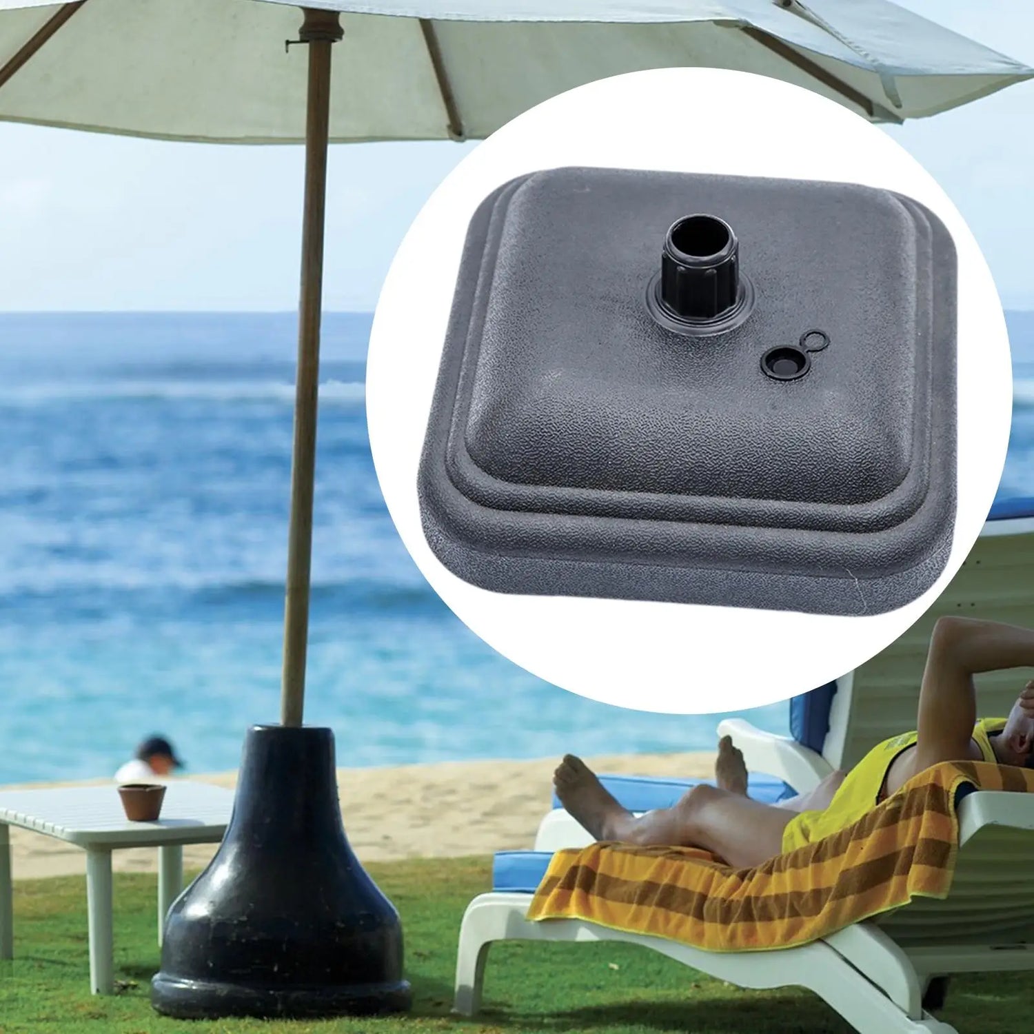 Fillable Umbrella Base Umbrella Holder Portable Weighted Square Sturdy Parasol Base for Yard Deck Poolside Lawn Backyard