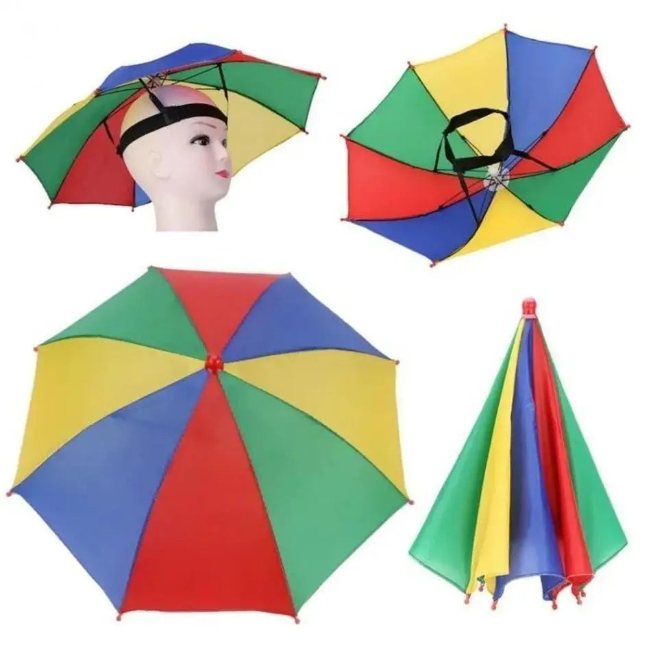 Colorful Foldable Windproof Fish Umbrella Hiking Beach Camping Sun Protecto Head Hat Children Outdoor Creative Sunshine Umbrella