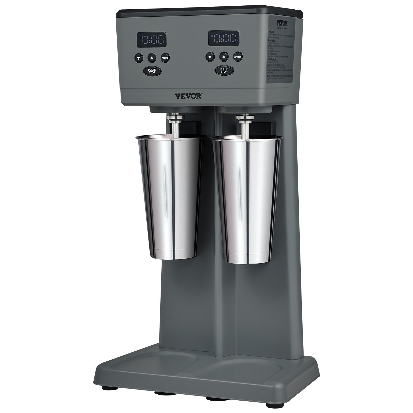 Milkshake Maker, 375W X 2 Electric Milkshake Machine, Commercial Double Heads Drink Mixer Blender, LED Intelligent Microswitch, 3-Speed Milkshake Mixer With 2 X 820 Ml Stainless Steel Cups