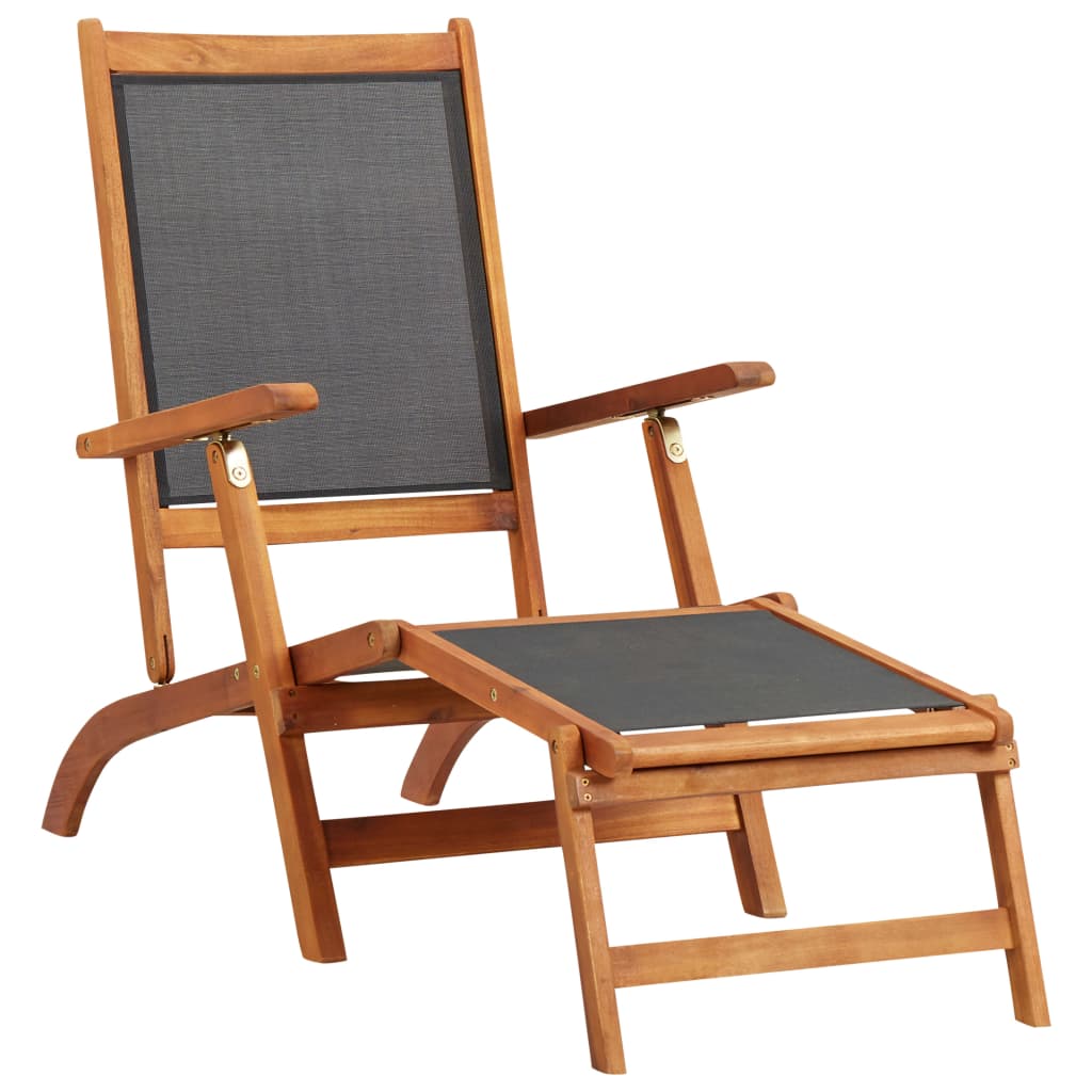 sun lounger made of solid acacia wood and textilene