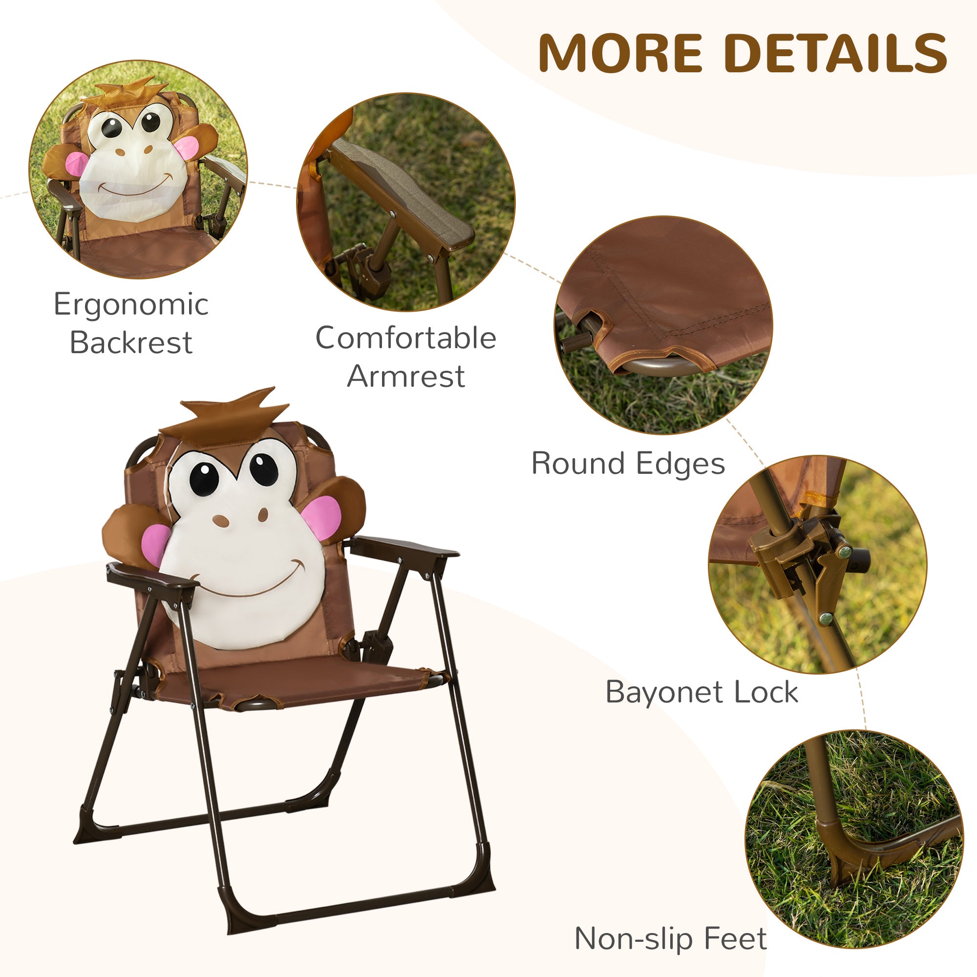 Kids Table and Chair Set, Outdoor Folding Garden Furniture, Picnic Table for Patio Backyard, with Removable &amp; Height Adjustable Sun Umbrella, Aged 3-6 Years Old, Brown