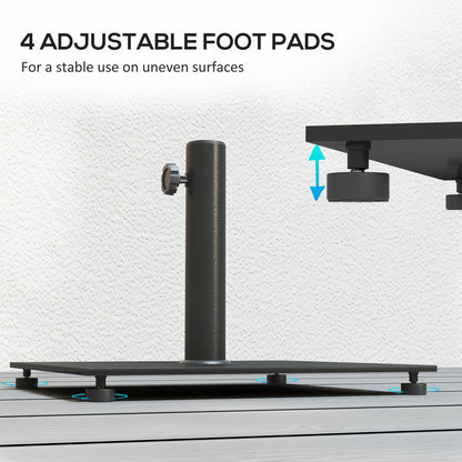 Square Patio Umbrella Base, 29 Lbs Metal Umbrella Stand Base With Adjustable Foot Pads, Heavy Duty Patio Umbrella Holder For 1.51.9 Umbrella Poles For Outdoor, Lawn, Poolside, Black
