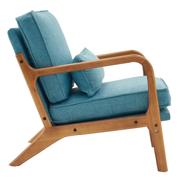 Oak Armrest Oak Upholstered Single Lounge Chair Indoor Lounge Chair Teal