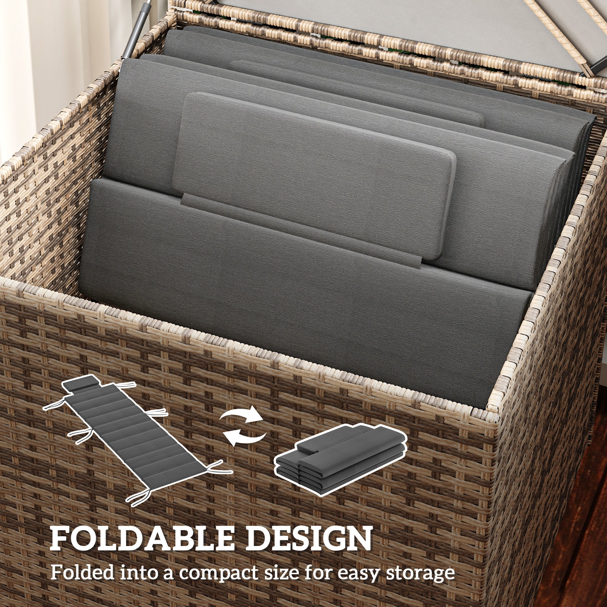 Foldable Chaise Lounge Cushion Set of 2, Outdoor Lounge Chair Cushion Set, UPF50+ 230gsm Olefin, 80" x 26" Dark Gray