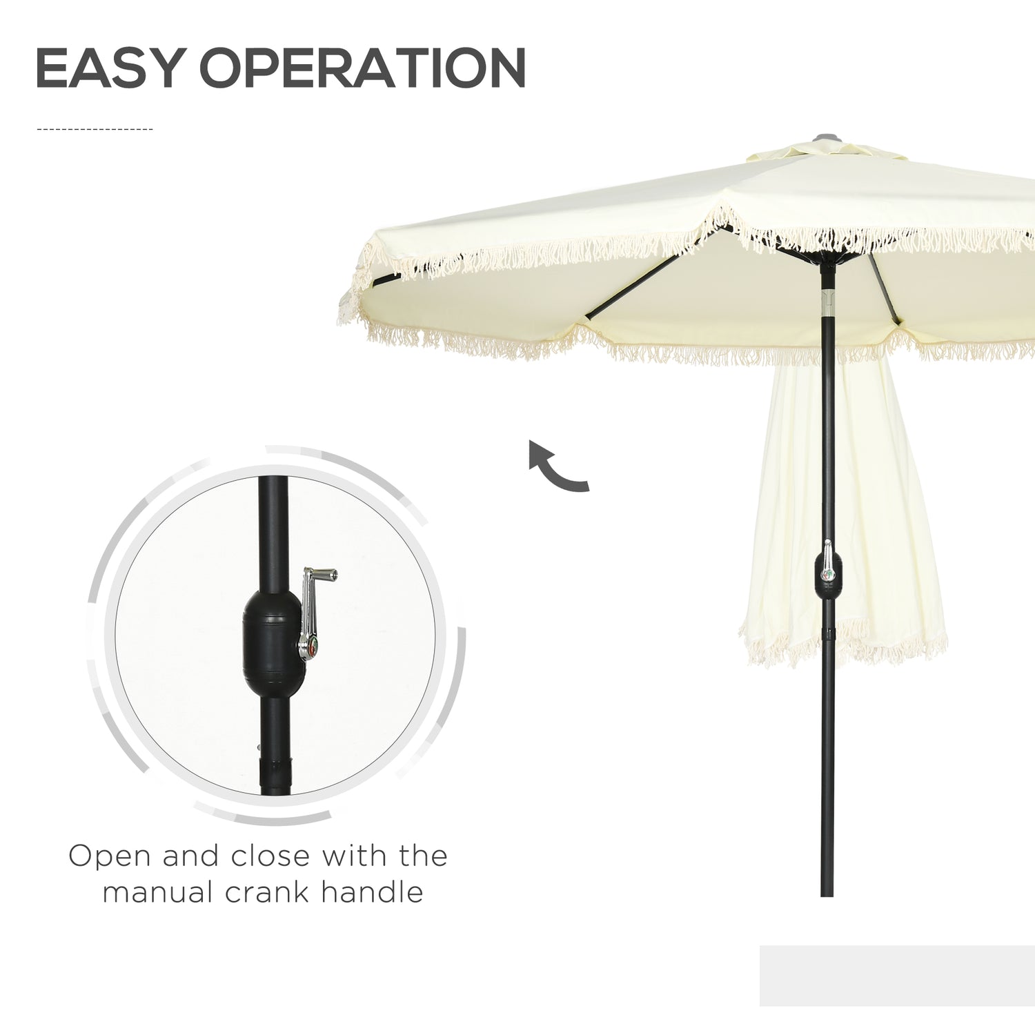9 ft Cantilever Umbrella with Push Button Tilt and Crank Tassles and 8 Ribs Shade Umbrellas for Garden