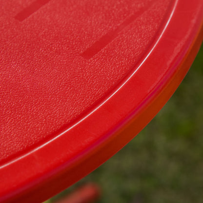 Kids Table and Chair Set, Outdoor Folding Garden Furniture, Picnic Table for Patio Backyard, with Removable &amp; Height Adjustable Sun Umbrella, Aged 3-6 Years Old, Red