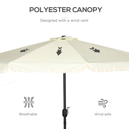 9 ft Cantilever Umbrella with Push Button Tilt and Crank Tassles and 8 Ribs Shade Umbrellas for Garden