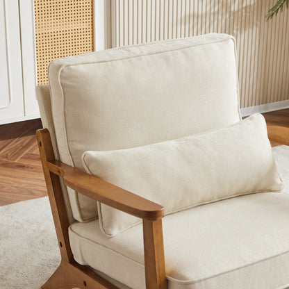 Oak Armrest Oak Upholstered Single Lounge Chair Indoor Lounge Chair Off-White
