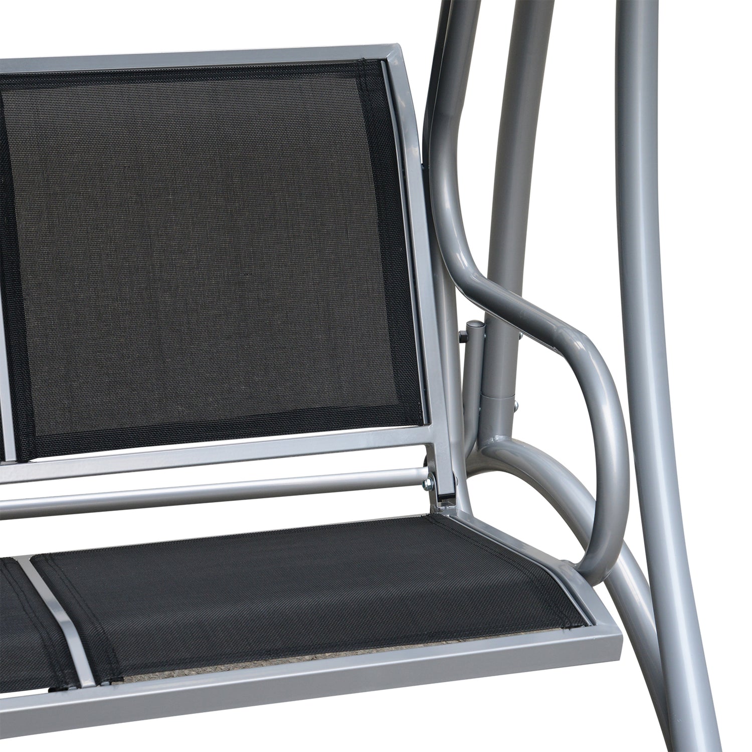 3-Seat Outdoor Porch Swing Chair, Patio Swing Glider with Adjustable Canopy, Breathable Seat, and Steel Frame for Garden, Poolside, Backyard, Black