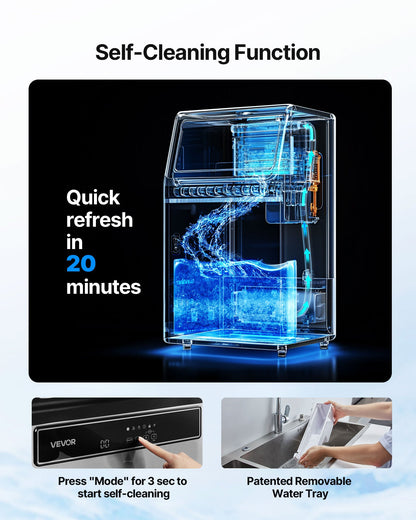 Commercial Ice Maker Machine, 130Lbs/24H With 33Lbs Storage, 45 Cubes Per Cycle, Stainless Steel Freestanding &amp; Under Counter Ice Maker With LED Display &amp; Self-Cleaning, For Home Bar Restaurant