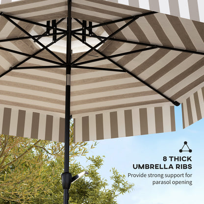 8.6FT Patio Umbrella, UPF 30+ Outdoor Market Umbrella, 2-Tier Vented Patio Table Umbrella with Crank 8 Ribs, Tiltable Porch Umbrella for Garden Deck Poolside, Light Gray