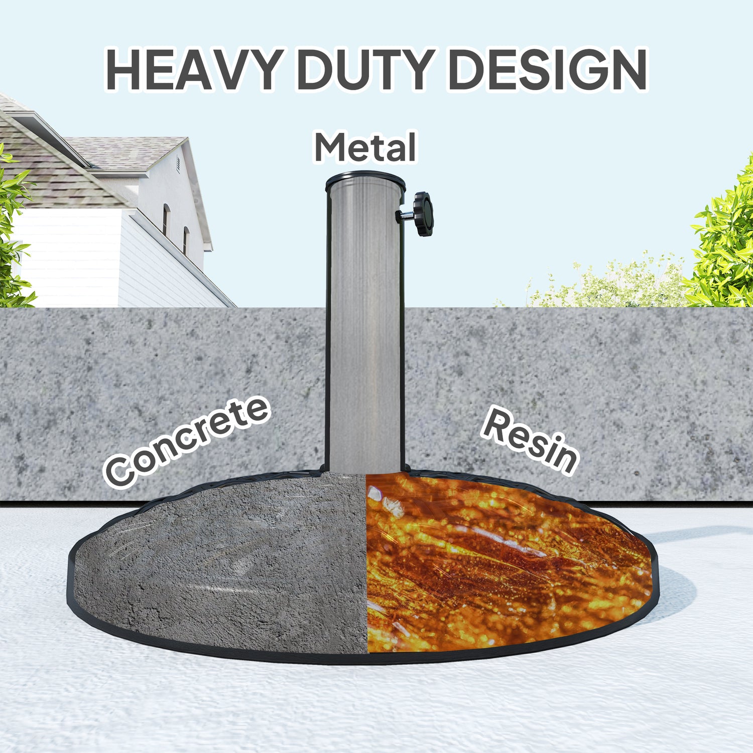 19" Patio Umbrella Base, 26 lbs Concrete Heavy Duty Umbrella Stand, Round Patio Umbrella Holder for 1.5"/1.9" Umbrella Poles for Outdoor, Lawn, Poolside, Black