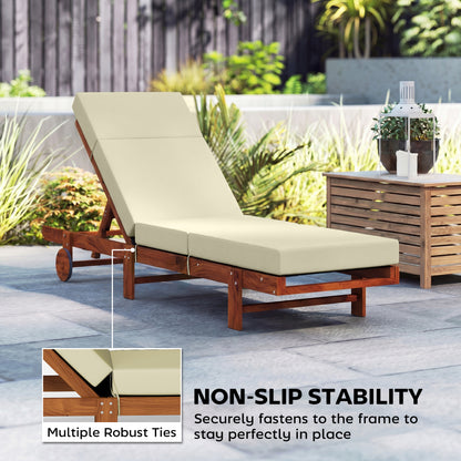 Chaise Lounge Cushion, 4" Thick Outdoor Lounge Chair Cushions with Ties for Patio, 26" x 80 ", Cream White