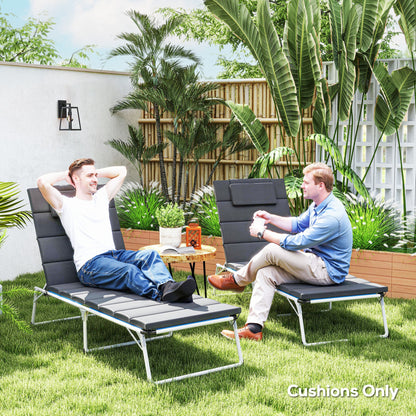 Foldable Chaise Lounge Cushion Set of 2, Outdoor Lounge Chair Cushion Set, UPF50+ 230gsm Olefin, 80" x 26" Dark Gray