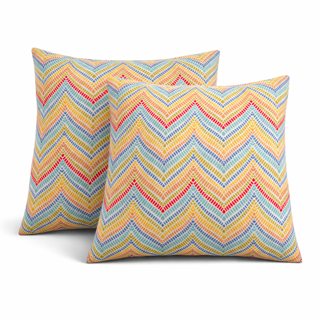 2 Pack Outdoor Throw Pillows, Waterproof &amp; Fade-Resistant Patio Cushions For Garden, Porch, Poolside Furniture - Soft &amp; Comfortable Decorative Pillow Covers 18x18 Inch, Muted Multicolor