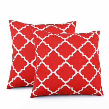 2 Pack Outdoor Throw Pillows, Waterproof &amp; Fade-Resistant Patio Cushions For Garden, Porch, Poolside Furniture - Soft &amp; Comfortable Decorative Pillow Covers 18x18 Inch, Plaid Red
