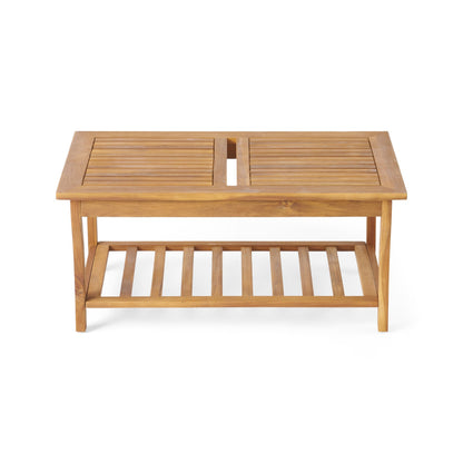 Caydon 2 Club Chairs + Table Outdoor Set with Slat Panel Design - Natural Wood
