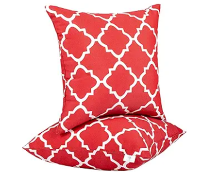 2 Pack Outdoor Throw Pillows, Waterproof &amp; Fade-Resistant Patio Cushions For Garden, Porch, Poolside Furniture - Soft &amp; Comfortable Decorative Pillow Covers 18x18 Inch, Plaid Red