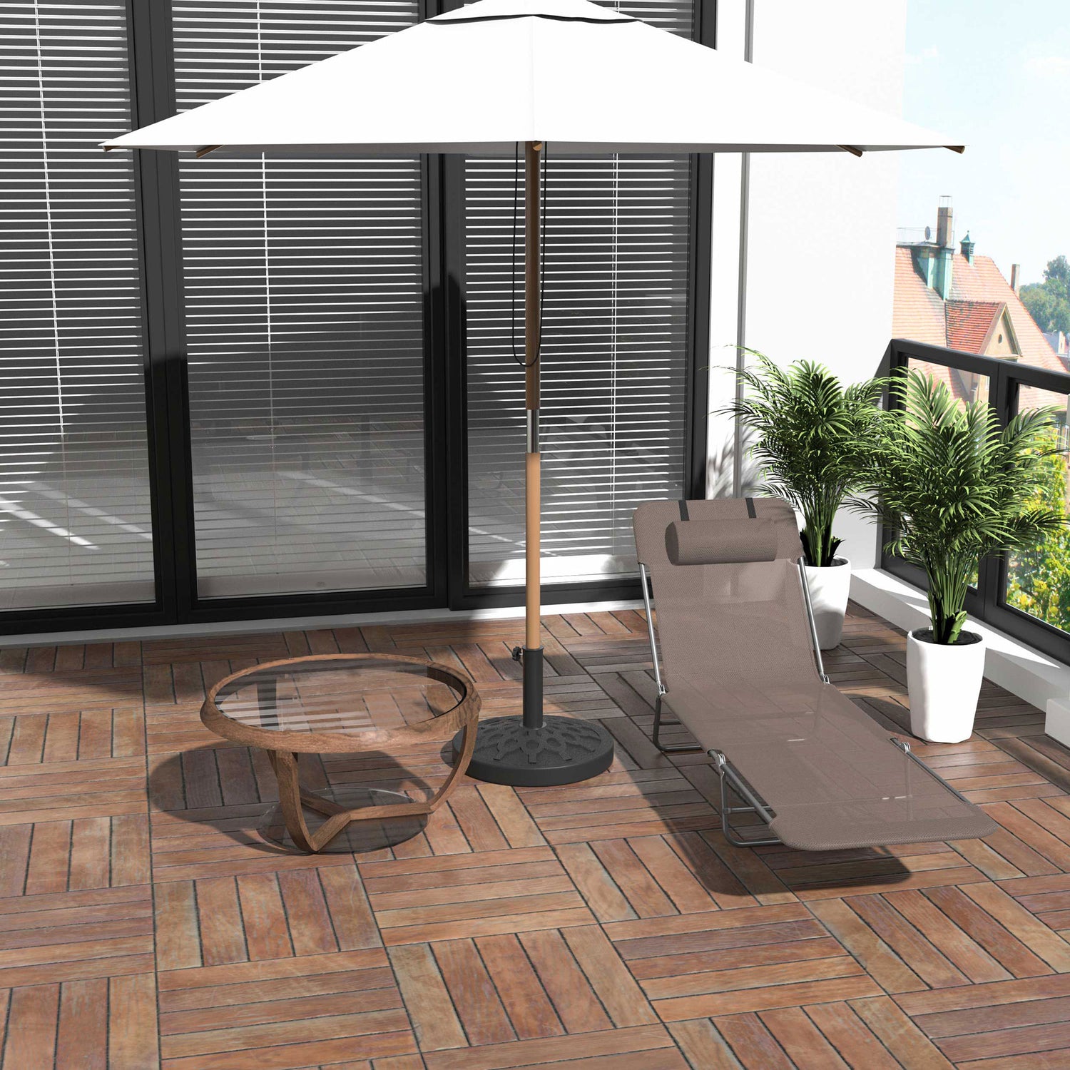 Folding Chaise Lounge Chair, Pool Sun Tanning Chair, Outdoor Lounge Chair With 5-Position Reclining Back Brown