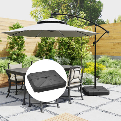 Square Patio Umbrella Base, Cantilever Offset Umbrella Base Heavy Duty Outdoor Umbrella Stand Base, Filled Up To 143lbs With Stand Or 130lbs With Water For Garden Poolside, Black