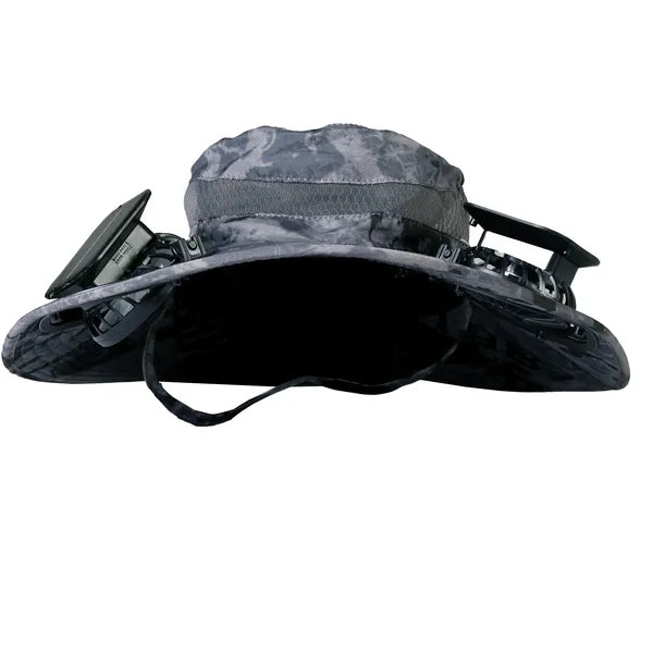 Outdoor Wide Brim Sun Hat With 2 Rechargeable Fans Solar Powered 3 Wind Speeds UPF50+ Breathable Waterproof Nylon Mesh Outdoor Hat For Hiking Camping Hunting Fishing