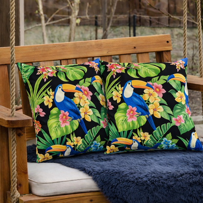 2 Pack Outdoor Throw Pillows, Waterproof &amp; Fade-Resistant Patio Cushions For Garden, Porch, Poolside Furniture - Soft &amp; Comfortable Decorative Pillow Covers 18x18 Inch,Rich Forest Green