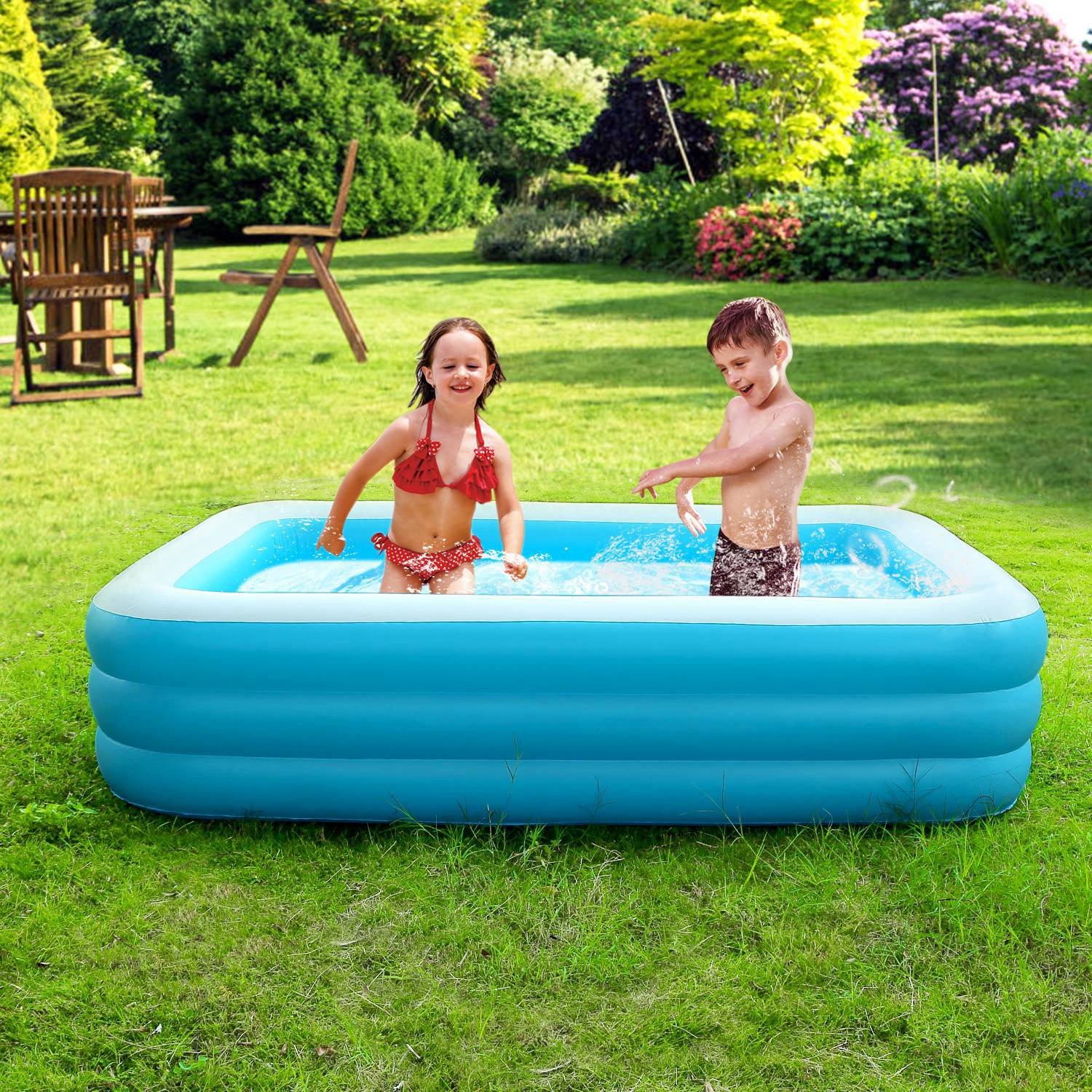 1Pc Inflatable Swimming Pools Family Swim Play Center Pool Blow Up Kiddie Pool For Family Inflatable Lounge Pool For Kids 103x69x24in